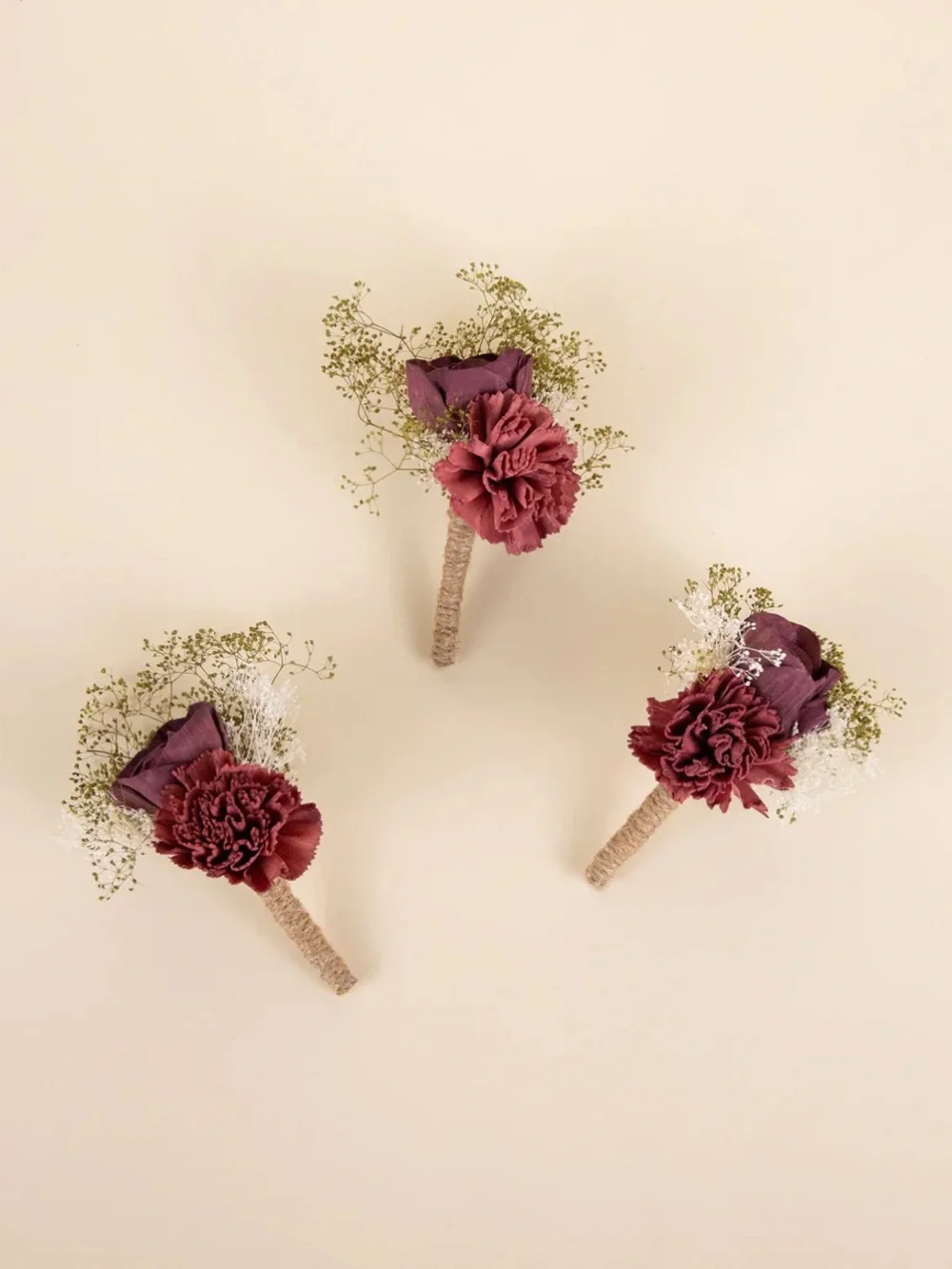 Sola Wood Flowers Love Story Boutonnière Set of 3 Flowers